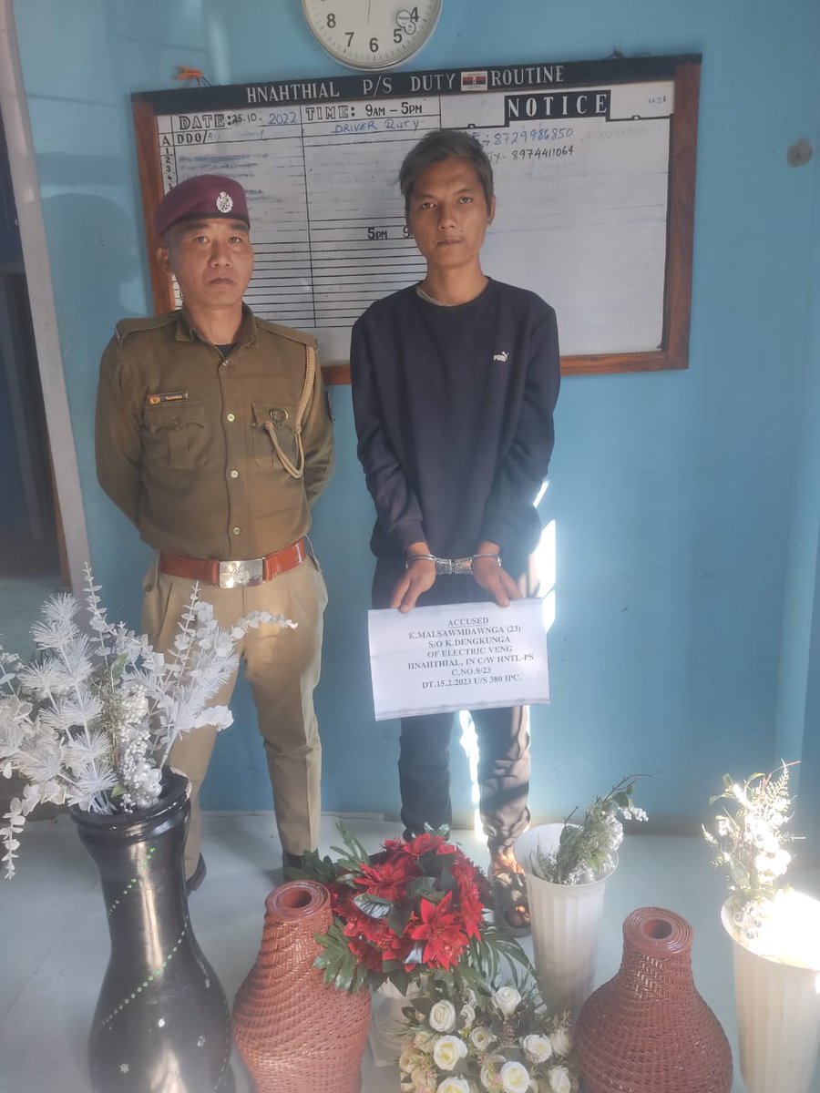 mizorampolice's tweet image. #WarOnDrugs cannot be won till the time  #DrugAddicts are identified and treated well with the family and societal support to bring them back to mainstream. Yesterday, #HnahthialPS team swung into action on the written complaint and promptly arrested K. Malsawmdawnga (23) S/o