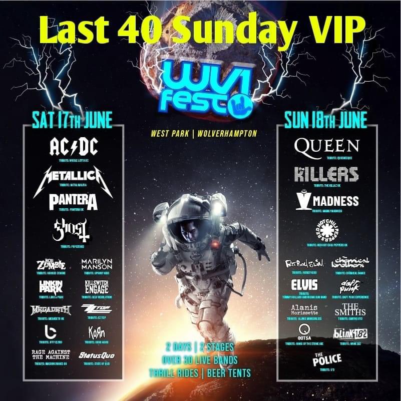 WV1FEST... Last 40 Sunday VIP available... Saturday VIP Sold out click here m.ticketline.co.uk/wv1-fest#bio