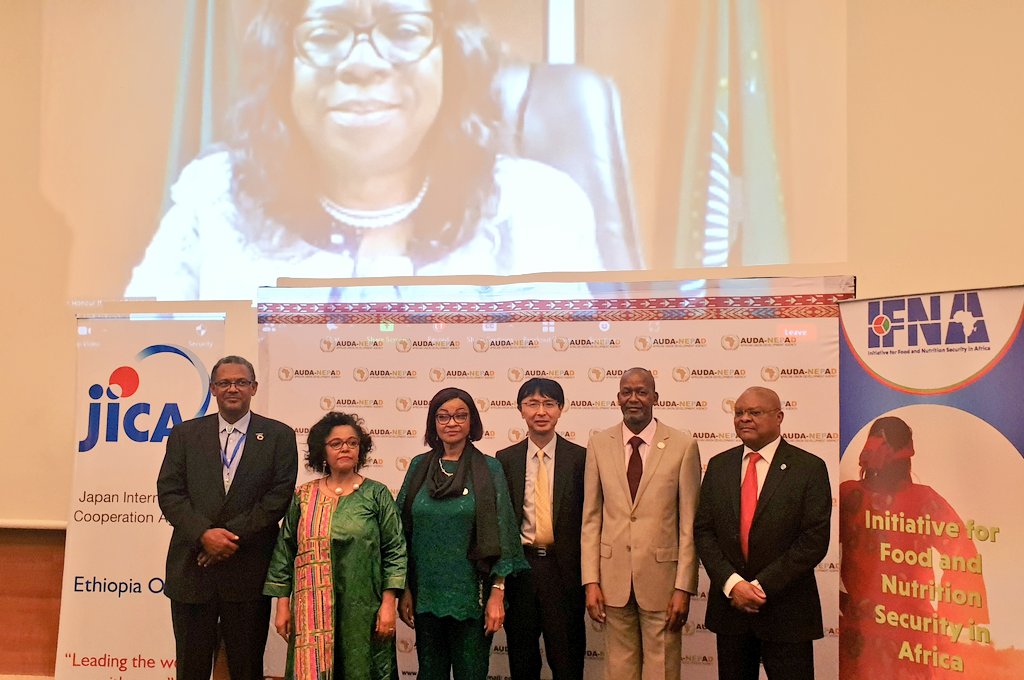 At the @_AfricanUnion, @NEPAD_Agency, #JICA mtg on food security &nutrition status of Africa, @FAO's @ChimimbaPhiri noted 'despite efforts, the world is not on track to meet #SDGs & #Agenda2063 targets. Focus on affordable #Healthydiets & #Nutritionsensitiveagriculture is vital'