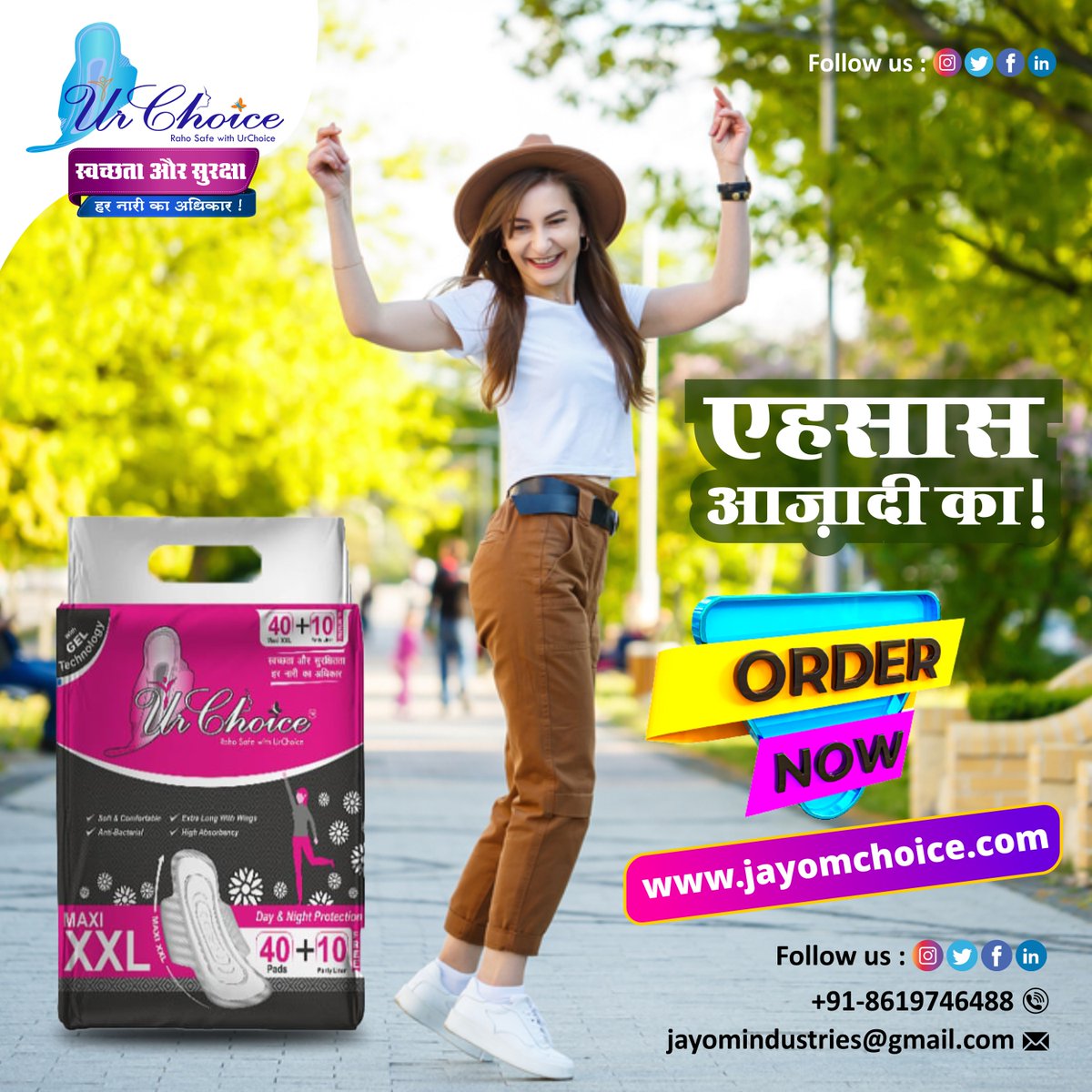 ChoiceJayom's tweet image. Feel the Freedom with Ur Choice Sanitary Maxi XXL Pads which are extra long and extra soft with super-absorbent core.
Order Now : jayomchoice.com
#urchoice #anionnapkin #fastabsorbing #Period #SanitaryPads #Menstruation #Confident #comfort #womanhealthcare #periods