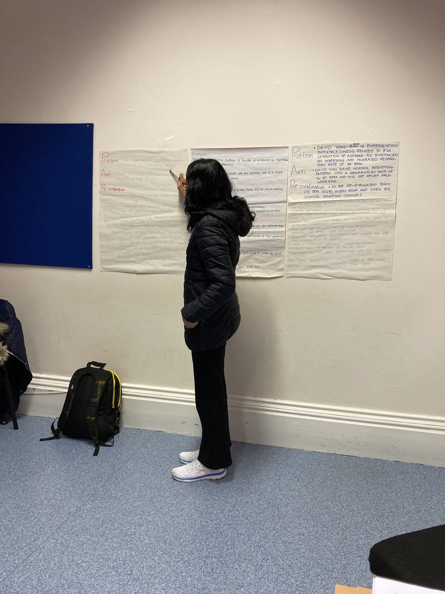 bthftOSN's tweet photo. Here are Aswathi, Glorina and Neethu C presenting their group work from yesterday. Getting to grips with the silent written stations from the offset is so important, and Cohort 12 are doing great 😀 #bthft #nmc #nmctoc #osce @jillhorsfallCPD @LauraGornallRM https://t.co/aY3WZqcx3J