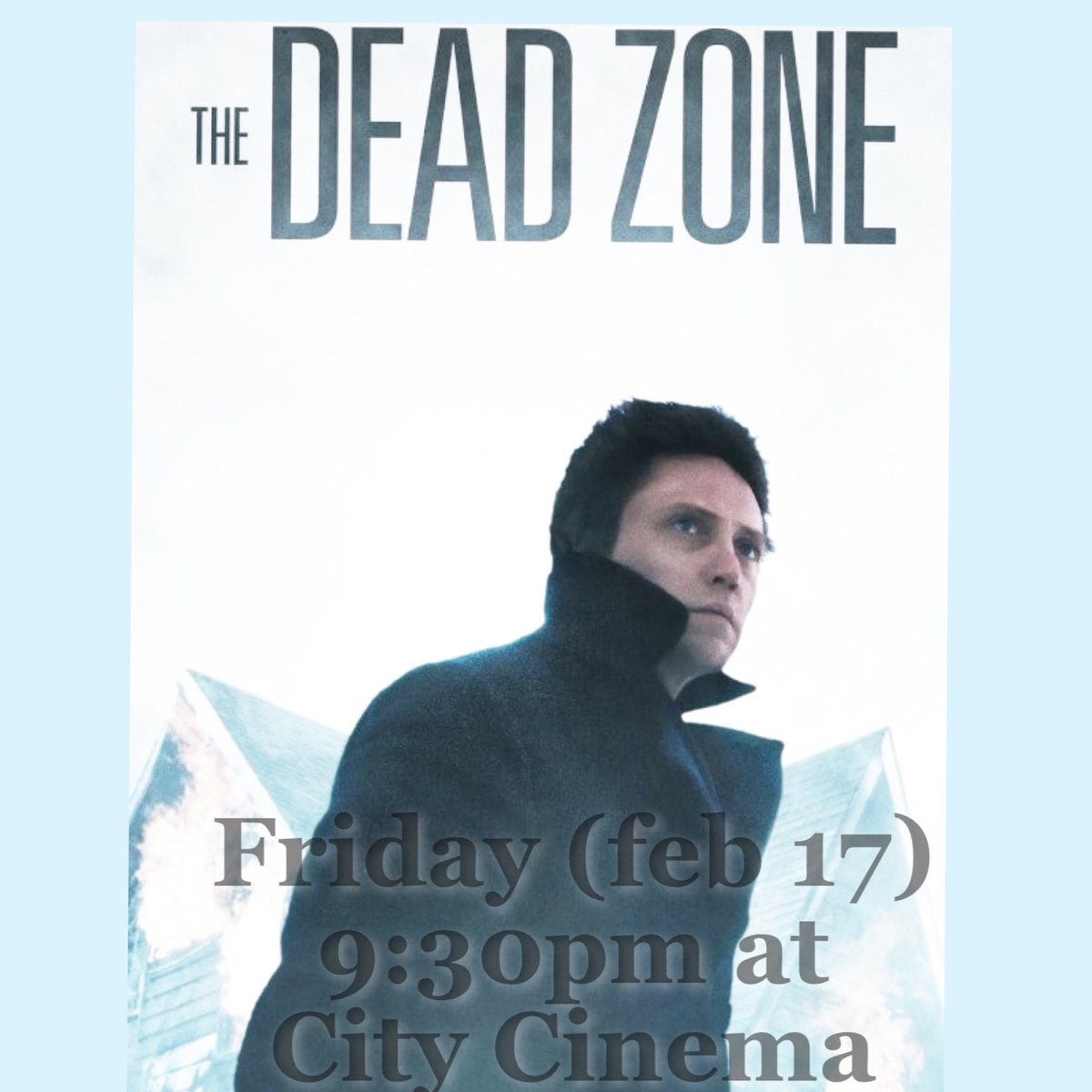 This Friday at 9:30 pm, Cronenberg’s The Dead Zone, with Christopher Walken, will be shown at the City Cinema
(Based on a book by Stephen King)

Tickets bit.ly/3Xt94PB
or at the door

Presented by Ice City Festival
<a href="/CharlottetownPE/">Discover Charlottetown</a>
 #Charlottetown #PEI <a href="/Downtown_Chtown/">Downtown Ch'town,PEI</a>
