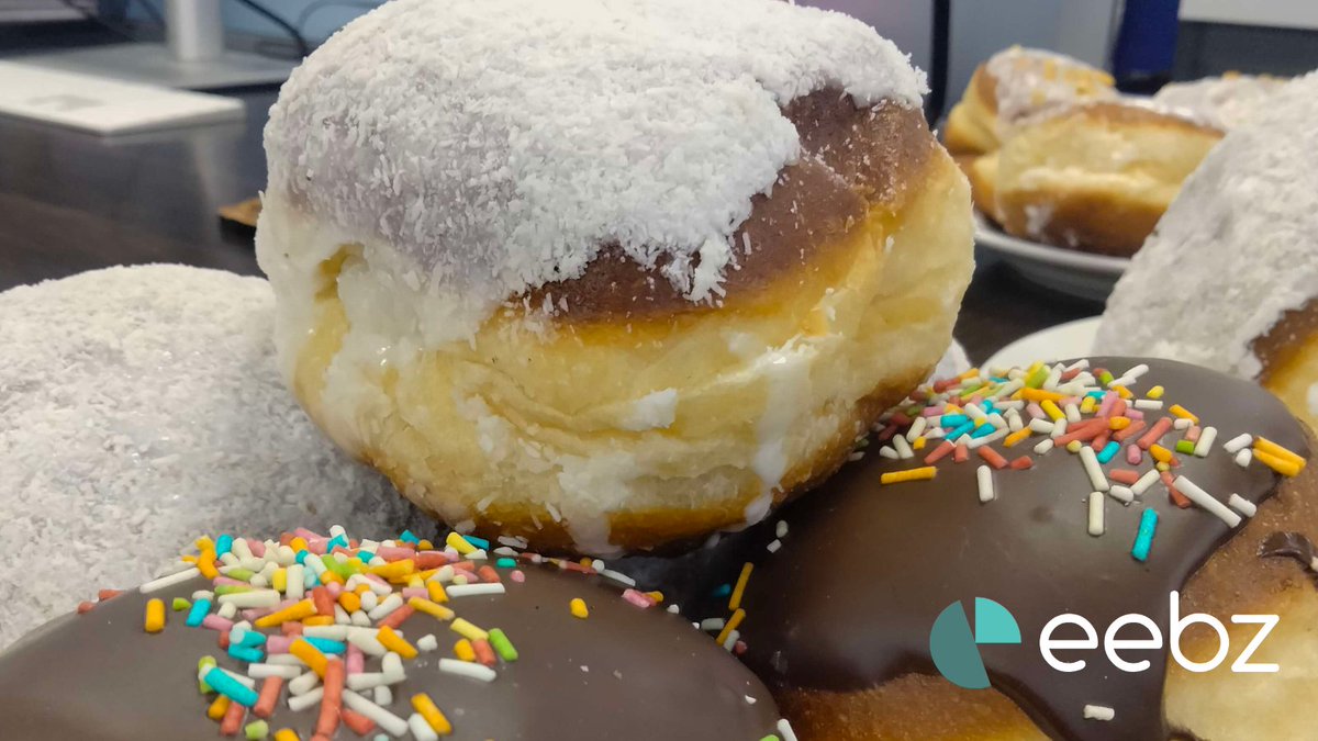 eebzLtd's tweet photo. Today Poland celebrates Fat Thursday known locally as Tłusty Czwartek this is a Christian tradition marking the last Thursday before Lent. Wiola and Kubor based in our UK office came in today with these donuts to celebrate! 🥳 https://t.co/FQvVYlv96K