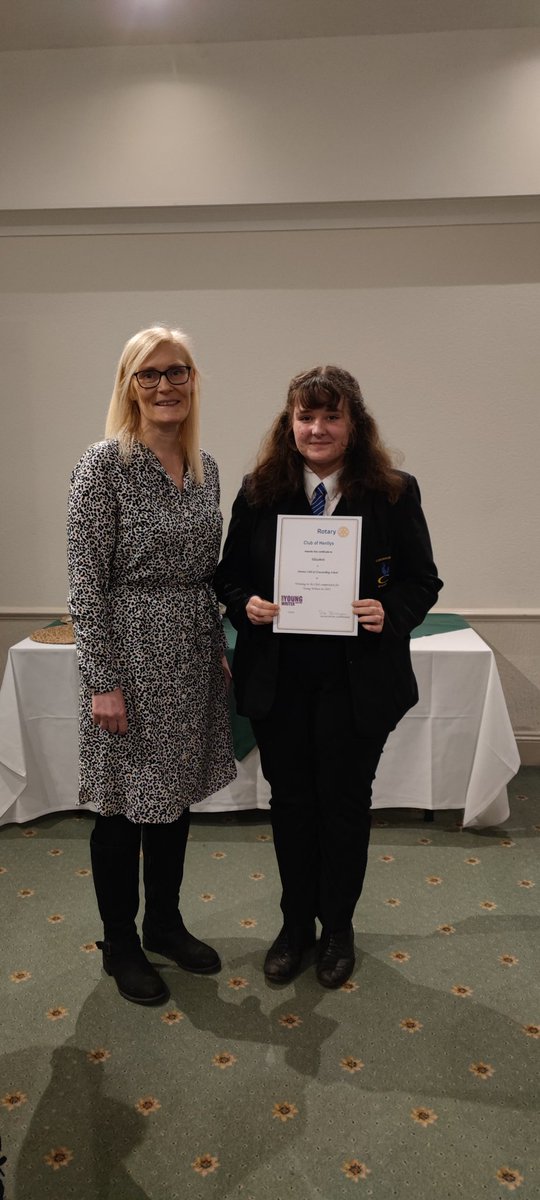 Two of our Interactors were presented with certificates and vouchers for winning the club competition for Young Writers. Their moving poems on this year's theme of Peace are now through to the District competition. Pob lwc 🍀
<a href="/croesyschool/">Croesyceiliog School</a> 
<a href="/CroesyLlc/">Croesy LLC</a> 
@MrsDEngCroesy