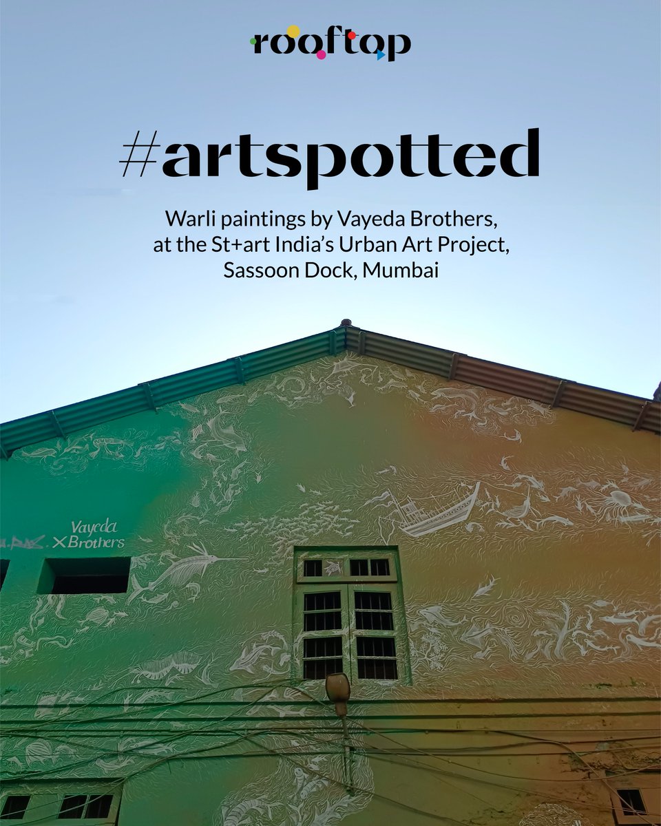 rooftop_app's tweet photo. #ArtSpotted! Experience a contemporary take on Warli paintings showcased at the @StreetArtIndia, #Mumbai.
#Warli art is an indigenous art form native to Maharashtra. The concentric circles & designs saw a new face & formation through these #wallmurals! #VayedaBrothers #IndianArt https://t.co/kona1tQCEm