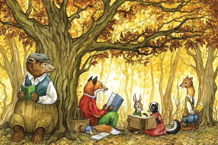 When you just want to hang out with friends and talk, #books under your favourite tree. 
#readers #illustrations #BookTwitter #booklovers #animals #animalstories #animalfriends #booklovers #reading #friendship 🐾📖
