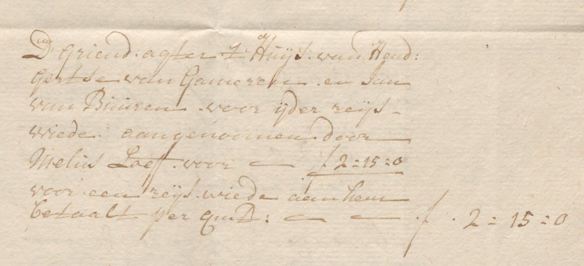 Rekeningen van het dorpsgriend Waardenburg en Neerijnen. Allerminst saai. Grienden werden gewied, dat ging per rij. Aangenomen werk voor f 2=15=0, we praten over 1785-1787, lijkt me wel een aardig bedrag. Betaalt per ?? <a href="/nnemiekKooij/">Annemiek Kooij</a> <a href="/RARivierenland/">RARivierenland</a>