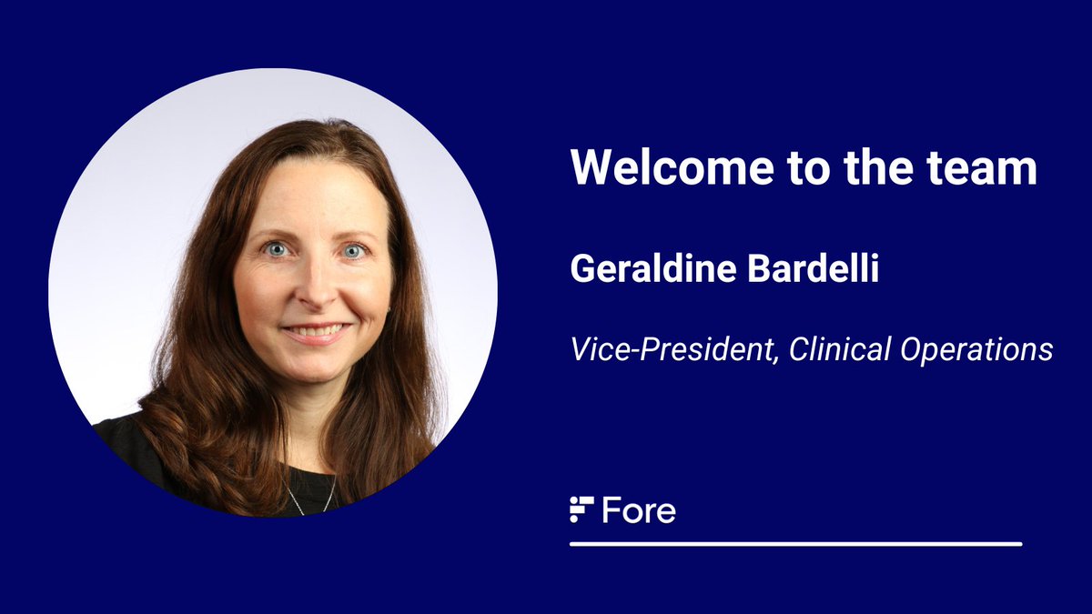 ForeBiotx's tweet photo. It is a pleasure to welcome Geri Bardelli to the Fore Bio team. Geri has joined as: VP of Clinical Operations, we are so excited to have her join us and look forward to the great contributions she will make to our team. #TeamFore https://t.co/i7EQPQbv1U