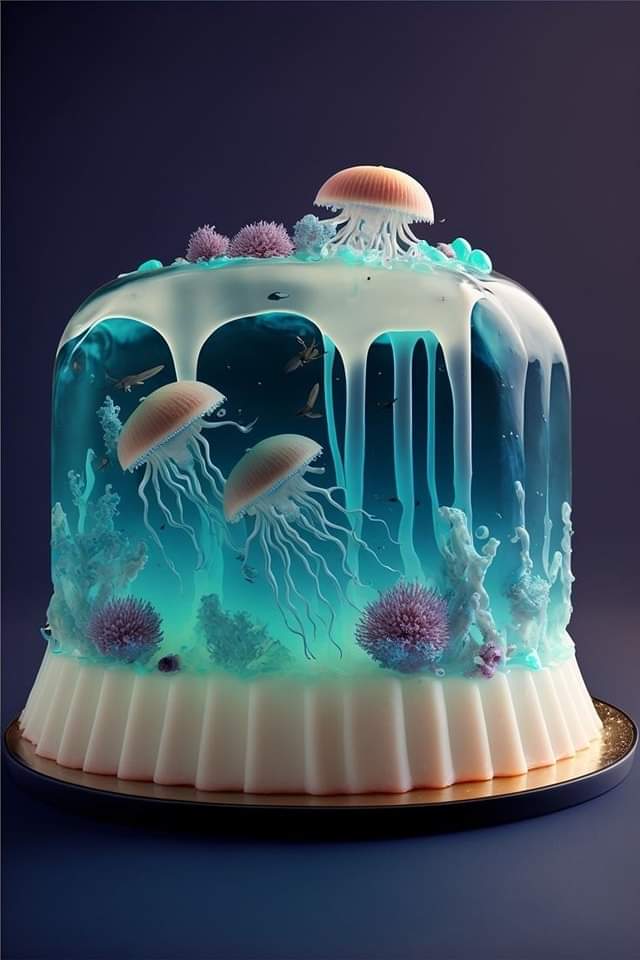 Can you believe.. This is actually a #cake.. Wow! Really looks like #jellyfish under the sea...a real work of  #art #baking #cakedesign #jellyfish #icing #cakeart #water #sea #seacreatures #fun #creative #colour #believable #Realistic 💙👏