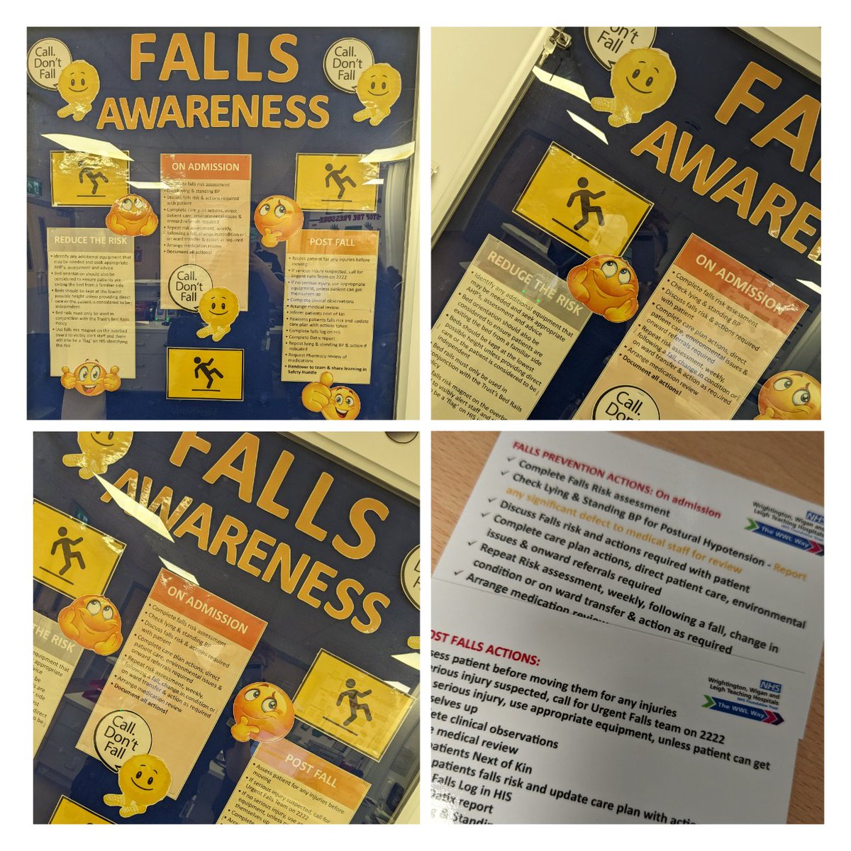 danlittler15's tweet photo. βIt's falls awareness month on Bryn North, we have a wonderful display to remind staff how we can reduce the risk of falls, we have redistributed the falls action cardsβ#calldontfall #patientsafety #TeamMedicine #TeamBWN @ChristinaHeato1 @Kim_Whiteside @r_mccarren https://t.co/SIKejRGRf3