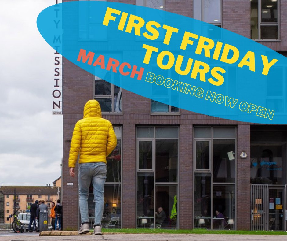 GCMcare's tweet photo. March Booking is now available for our First Friday Tours!

Ever wondered what happens behind the doors at Glasgow City Mission? See for yourself by signing up to join the tour on Friday the 3rd of March at 10am.

https://t.co/qIQLio8ZKc https://t.co/UZIYj1BnB2