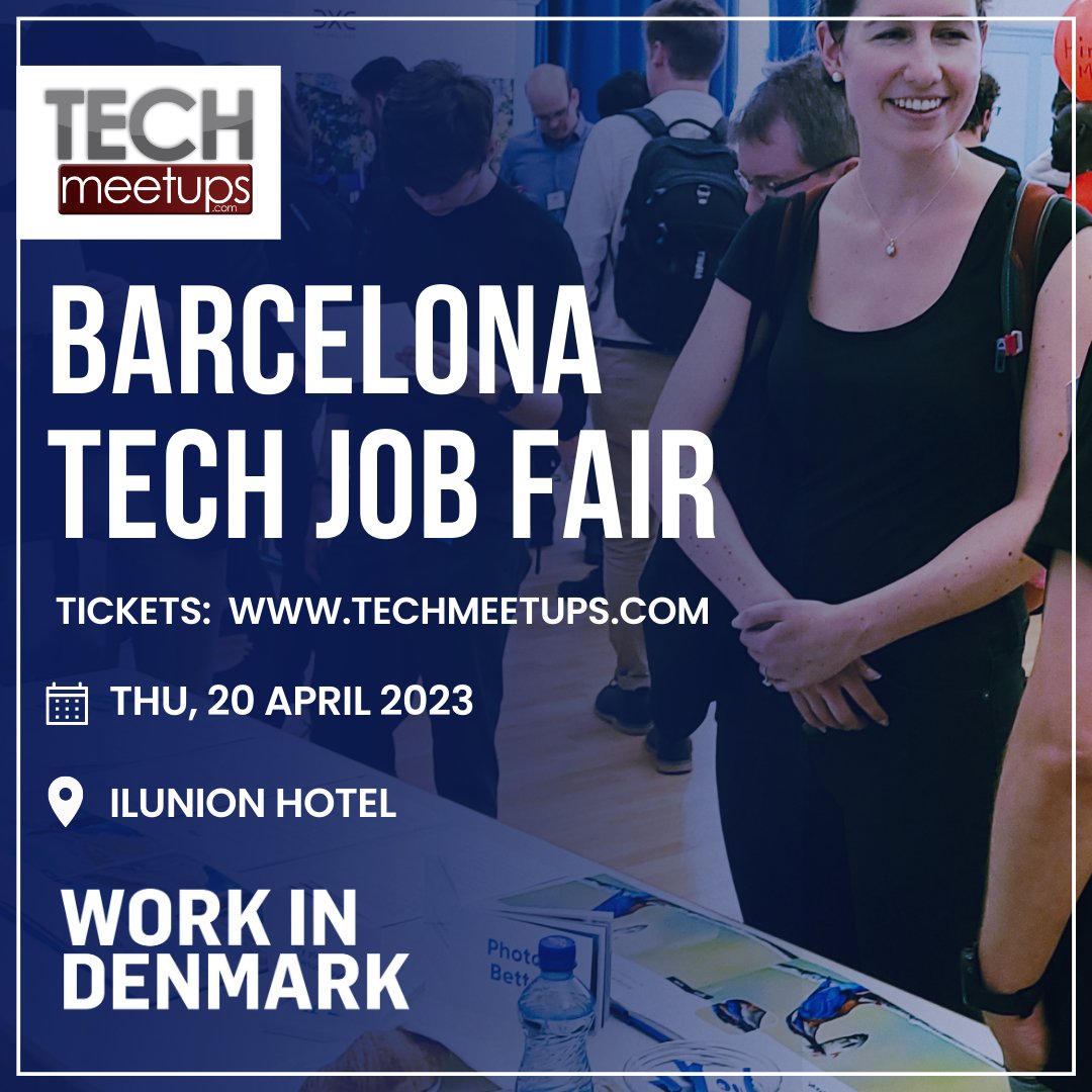 Workindenmark will be back at #Barcelona Tech Job Fair!
Come and explore all the amazing ITC career opportunities #Workindenmark has to offer!

Get your free tickets here: buff.ly/3JoDiyO

#techmeetups #gethired #applynow #WorkInDenmark #BarcelonaJobs