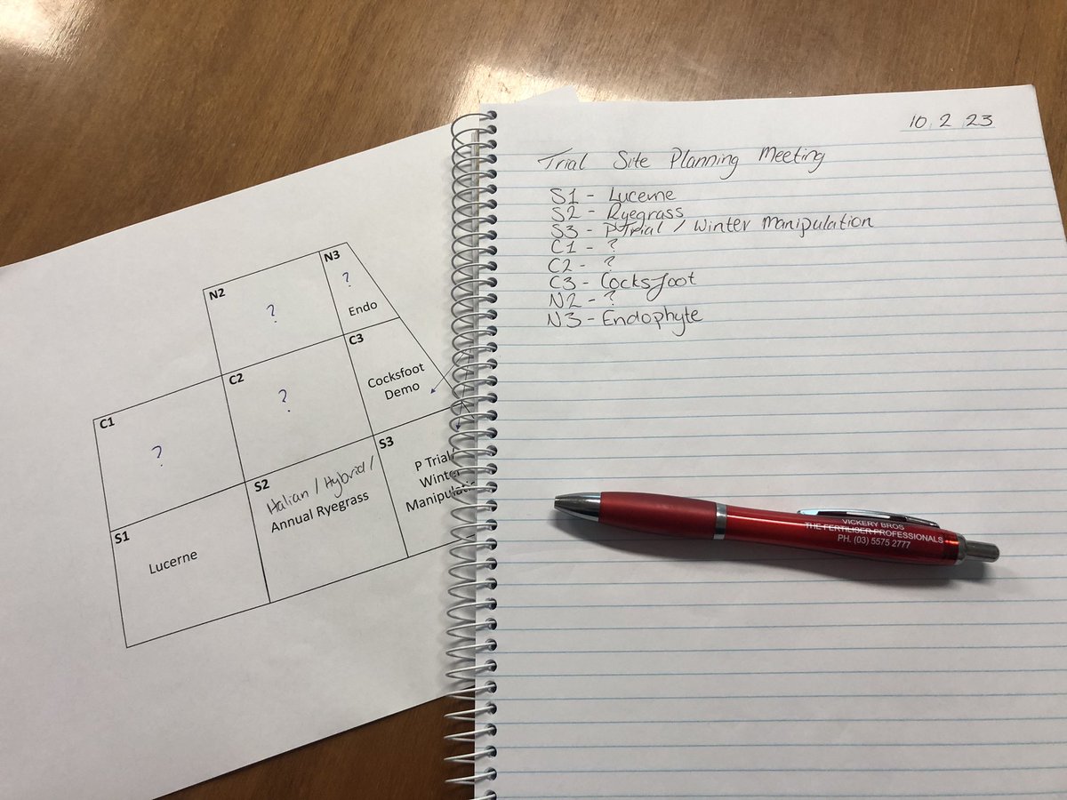 MiltonSite's tweet photo. It’s that time of year again. Planning is underway for autumn 2023 at the Milton Trial Site. Keep an eye out for updates and trial plans. #vickerybros #mcdonaldruralservices #trials #agriculture #pasture #autumn https://t.co/5CpWHhkQoD