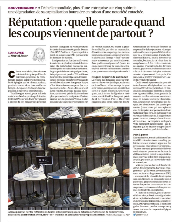 L'actif #reputation participe à la construction de la valeur financière d'une entreprise. Il définit la "sur valeur", le #goodwill 

Excellent article de <a href="/Mljr75112/">Muriel Jasor</a> ce matin dans <a href="/LesEchos/">Les Echos</a>  

cc <a href="/FrBackbone/">Backbone</a>