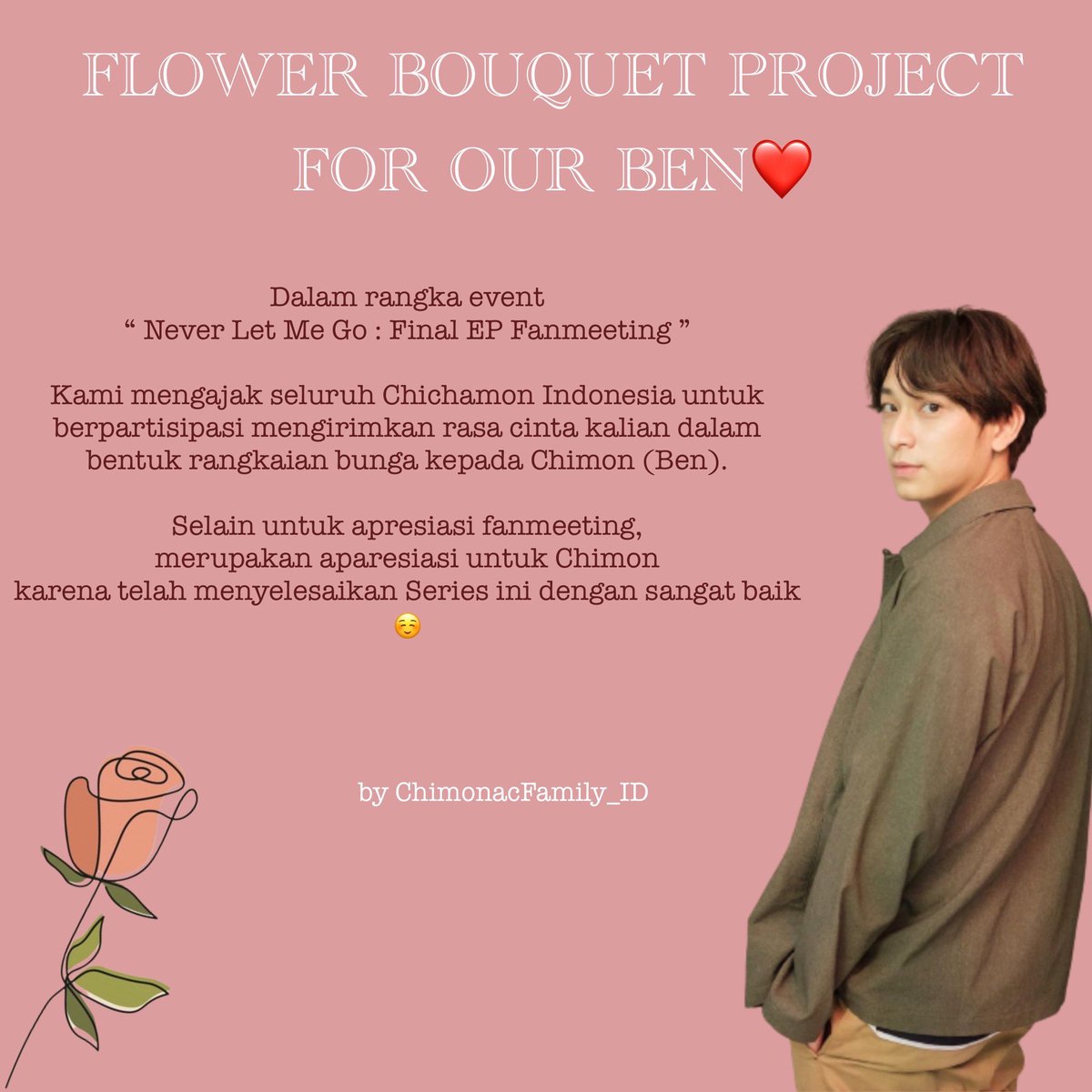 chimonfamily_id's tweet photo. ❣️ FLOWER BOUQUET PROJECT FOR OUR BEN ❣️

 📅 16 -27  Februari 2023
 
Detail Project dan donasi terdapat pada gambar dibawah.

Bagi Indonesia fans yang ingin berkontribusi, silahkan isi form berikut 

https://t.co/p435XAmEue

Terimakasih❤️ https://t.co/nZ111xKRvD