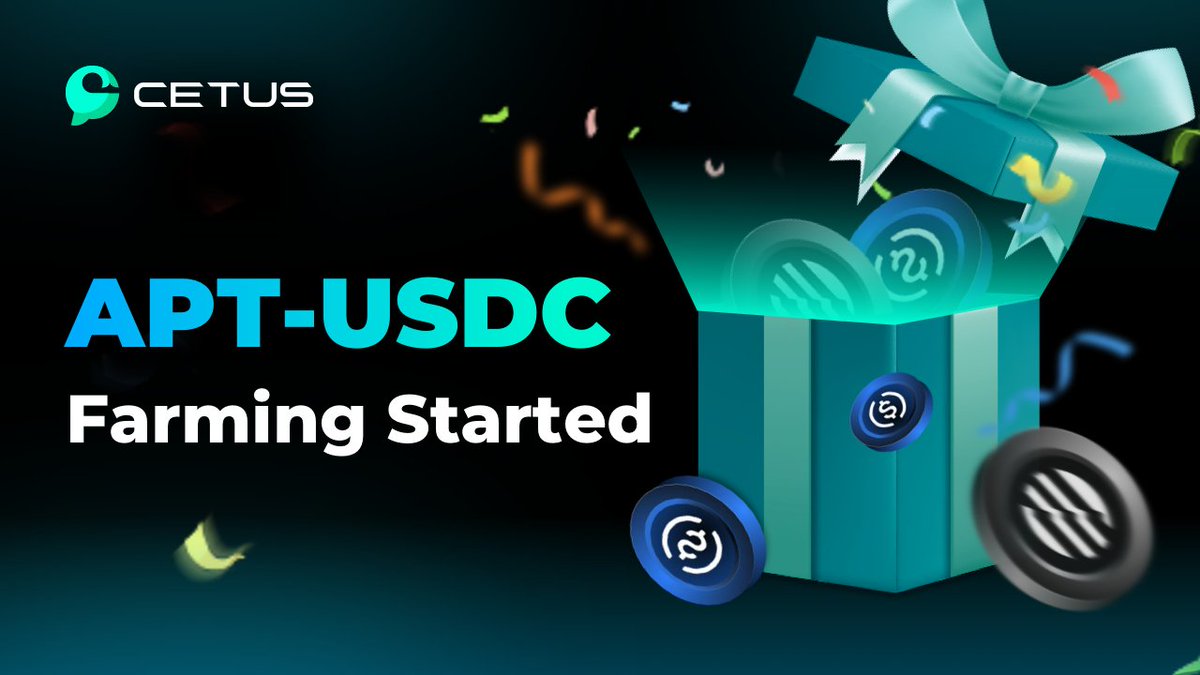 Great news‼️The 1st farming pool on #Cetus is getting started for $APT - $USDC pair🎉 Liquidity in the active price range will automatically receive a farming bonus upon your fee revenue. Just add your liquidity and then you’ll be all set. 

Try it now &amp; Grab an early high APR🔥