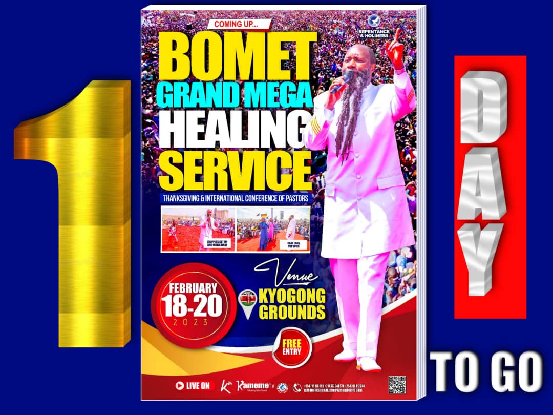 How blessed and awesome are these days we live in; that the LORD GOD ALMIGHTY can love a generation this much. Only one day is left, to the upcoming MEGA visitation of GOD in Bomet, Kenya. I invite you all. #AustraliaPreparingForBomet