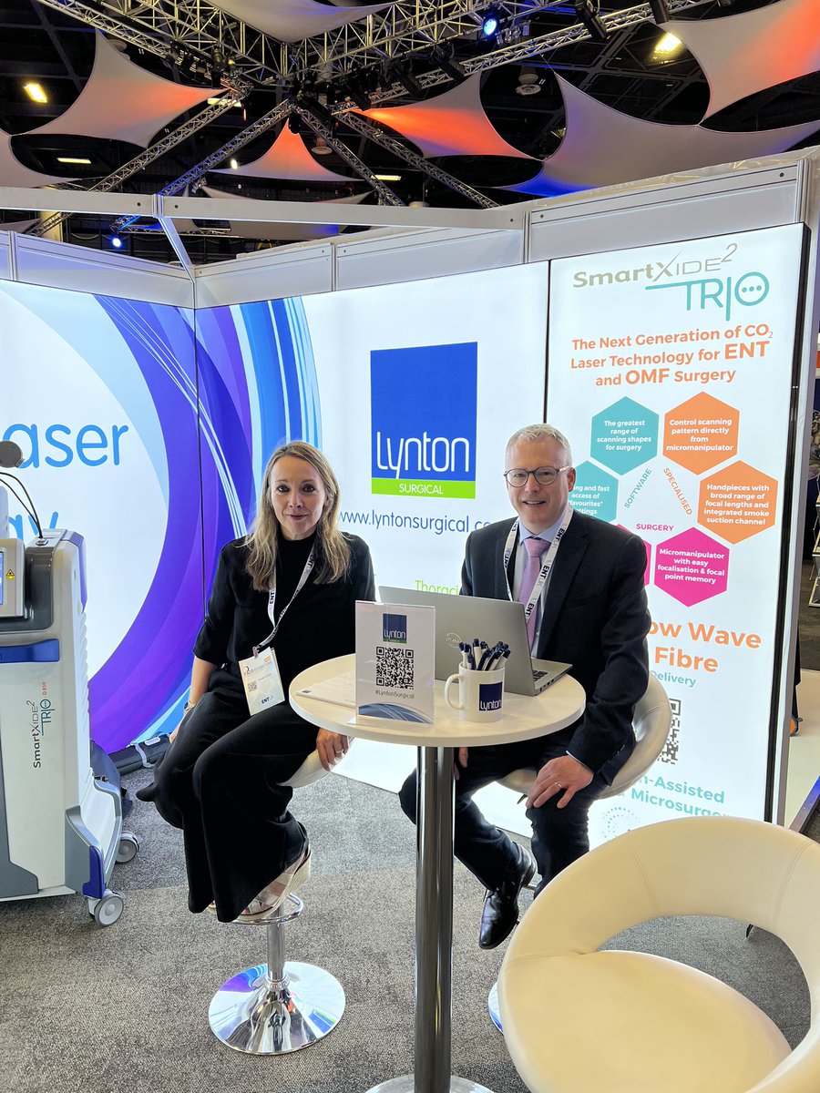 lyntonlasers's tweet photo. It’s Day 2 at @BACO_ENTUK, and we are ready for a fantastic day. Come and join us at the cutting edge of CO2 laser surgery - @ENTUKGlobal are calling it “Stand 122”.

#BACOInternational2023 #BACO2023 #lyntonsurgical #entsurgery @deka_uk https://t.co/535cq7PHaL