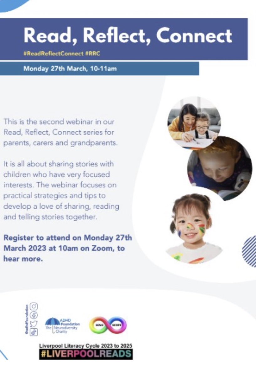 The Neurodiversity Charity ADHD Foundation (@adhdfoundation) on Twitter photo Parents & Grandparents - Join our next reading for pleasure -tips for using your children's interests to develop a love of reading! Register here: us02web.zoom.us/meeting/regist… #ReadReflectConnect #RRC #LiverpoolReads <a href="/LivPacL8/">LivPaC</a> <a href="/LivLitCycle/">LivLitCycle</a> <a href="/SENDSCOPE/">SENDSCOPE Independent School</a> <a href="/BarringtonStoke/">Barrington Stoke</a> @SeftonPCF ☂️ Parents & Grandparents - Join our next reading for pleasure -tips for using your children's interests to develop a love of reading! Register here: us02web.zoom.us/meeting/regist… #ReadReflectConnect #RRC #LiverpoolReads <a href="/LivPacL8/">LivPaC</a> <a href="/LivLitCycle/">LivLitCycle</a> <a href="/SENDSCOPE/">SENDSCOPE Independent School</a> <a href="/BarringtonStoke/">Barrington Stoke</a> @SeftonPCF ☂️