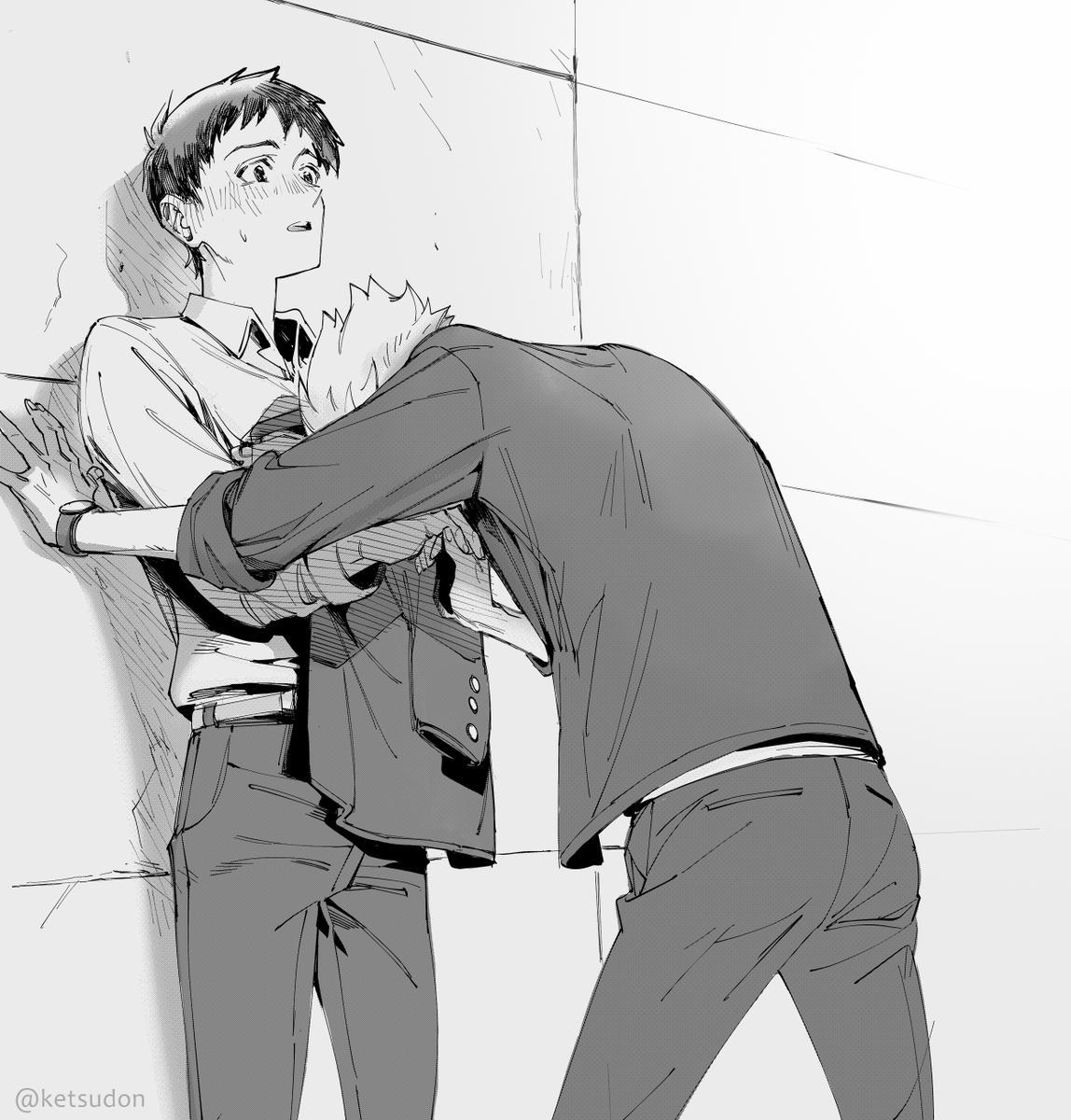 Ketsudon3's tweet photo. Drunk salarymen Kaworu + Shinji brainrot https://t.co/e98E8mW1ke
