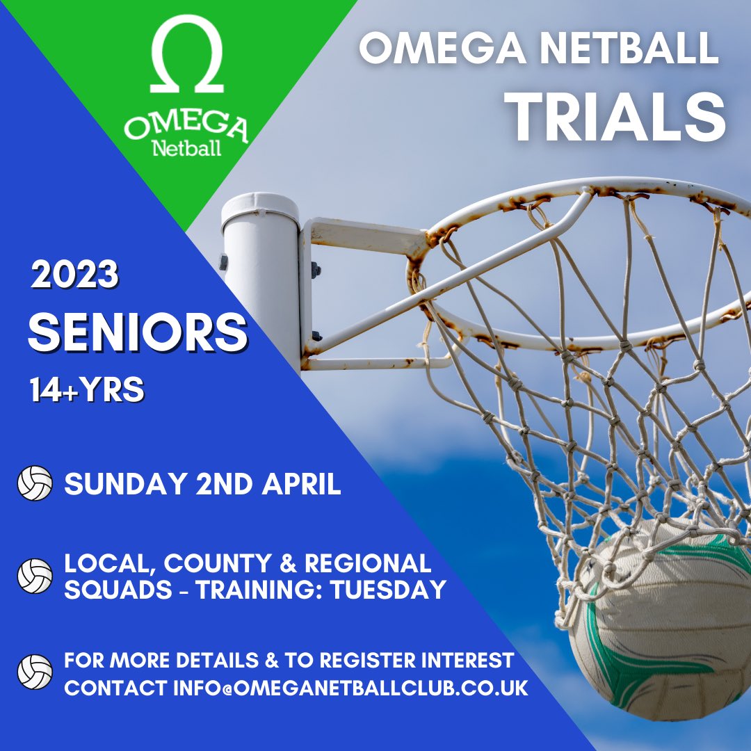 2023 TRIAL DATE CONFIRMED 💙💚

Contact info@omeganetballclub.co.uk for details 🏐