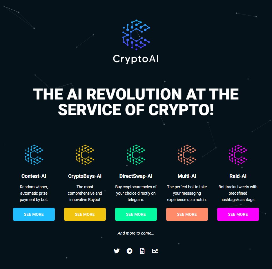 cryptoai_erc's tweet photo. The #AI Revolution at the Service of #Crypto - $CAI!

Our official #CryptoAI links:

Website:
https://t.co/uttVRm3hWo

Twitter:
https://t.co/eNsPZS6qHq

Telegram:
https://t.co/y4YrzscuV5

Whitepaper:
https://t.co/DTMVUDxfZs

Chart:
https://t.co/LSoOJeSJaZ https://t.co/iwNovNyEak