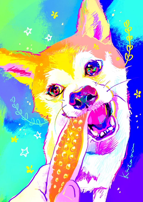 #画像を1枚貼るとバッチリ缶バッジが抽選で額ぷちにして届けてくれるらしいうちの愛犬イラストを缶バッジ化してほしいです〜!! 