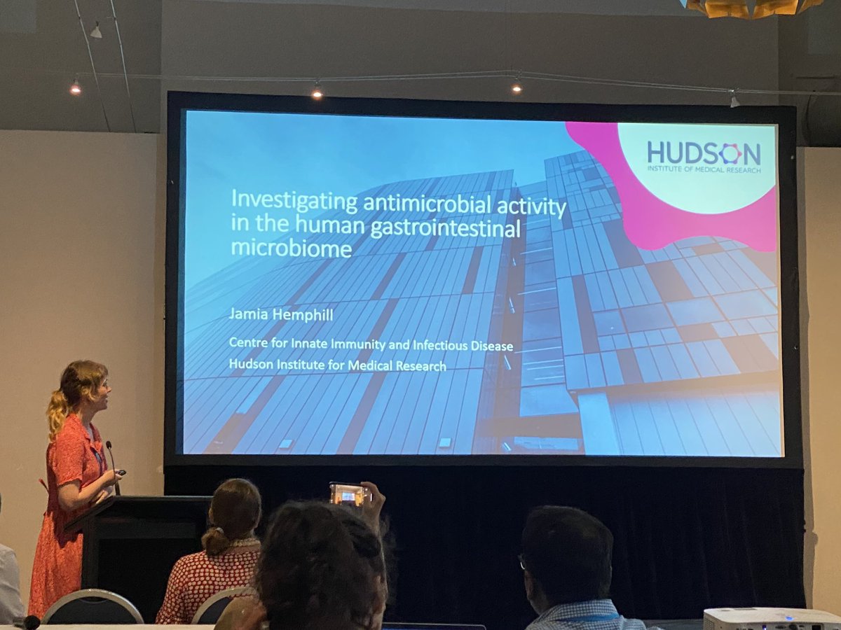 Next up from the @Forster_Lab is @JamiaHemphill presenting on her search for novel antimicrobials within the gut microbiome! 🕵‍♀ #LorneIandI @The_VIIN @Hudson_Research