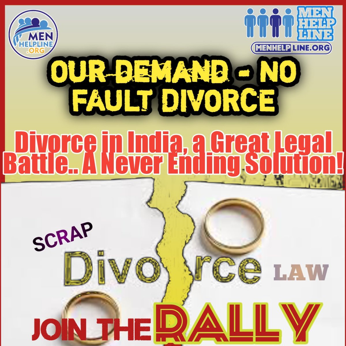 We demand to bring #NoFaultDivorce as the current law provides either on the grounds of cruelty, adultery or mutual. There are families who are living apart but are not getting any option to file without fault. Let's end the Great Legal Battle for Indian families.. <a href="/KirenRijiju/">Kiren Rijiju</a>