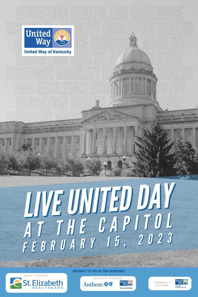Thank you to our #LiveUnited Day sponsors for making #lud2023 a successful day of #advocacy for #Kentucky individuals and families! @StElizabethNKY @AnthemBCBS @MetroUnitedWay @UnitedWayGC