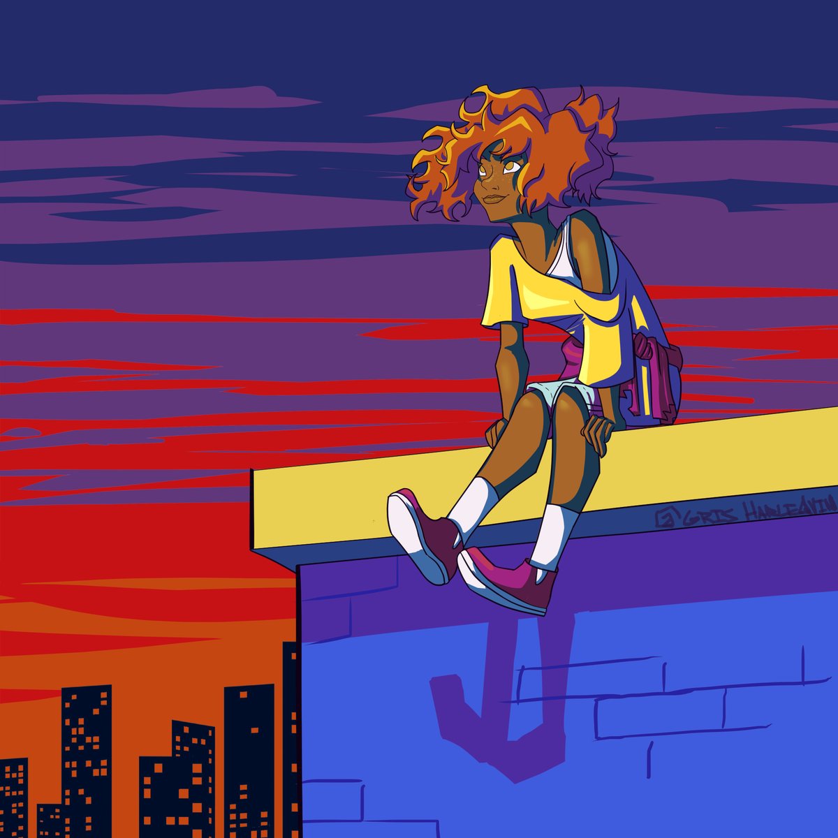 GrisHarlequin's tweet photo. Aideen in the rooftops... #OC #art https://t.co/TxwYAGfaMC