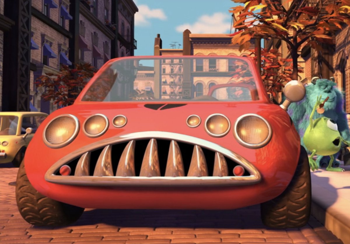 Which Pixar vehicle would you want to take on a joyride?  Use:  for The  Elasticycle from Incredibles 2  for Mike's convertible from Monsters, Inc.   for Guinevere from Onward