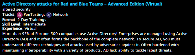 nikhil_mitt's tweet photo. Glad to announce that we will be back (virtually) with two classes at @BlackHatEvents ⚡️

Azure Attacks for Red and Blue Teams

and 

Active Directory Attacks for Red and Blue Teams 

#redteam #BHUSA #Azure

https://t.co/uv7bdy2SQH

https://t.co/mnjYGxVwoT https://t.co/fbZIeQujPw