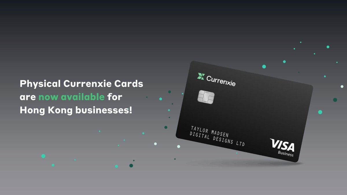 🚨 Exciting company news 🚨 Physical Currenxie Visa Business Cards are now available for all Hong Kong businesses! Request one directly in our Global Account, or sign up for one today! Learn more: currenxie.com/en-hk/features…  💳

#currenxie #visa #cards