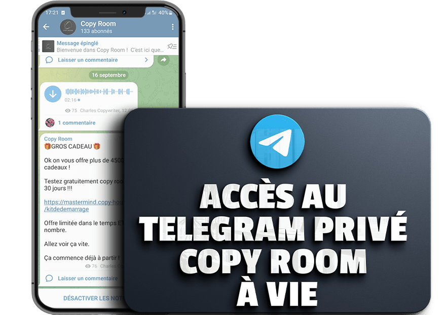 Charles_copy's tweet image. OUVERTURE du Telegram du mastermind de copywriting : Copy Room ! 

Objectif : Te donner accès aux stratégies de copywriting m'ayant permis d'atteindre 5 Millions d'euros de vente grâce à mes écrits.

RT &amp;amp; commente « COPYROOM » pour avoir le lien en DM

Tu dois me follow