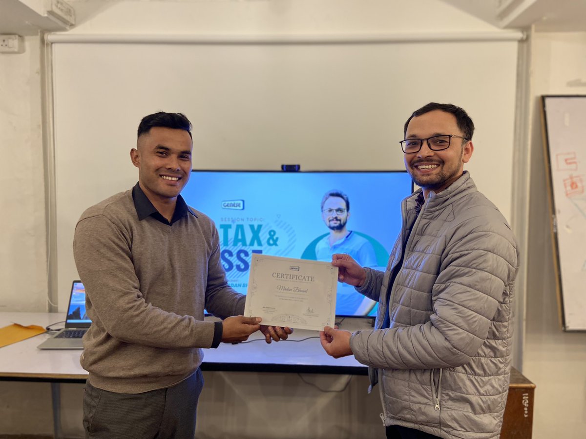 anjaniphuyal's tweet image. Presenting Gentalks! 🎤

With the initiation of Gentalks, Genesians are taking the lead to present on the subject of their experience &amp;amp; expertise. 

This month, our Asst. Finance Manager Madan Bhusal delivered an insightful &amp;amp; informative session on Tax &amp;amp; SSF. 

#colearning