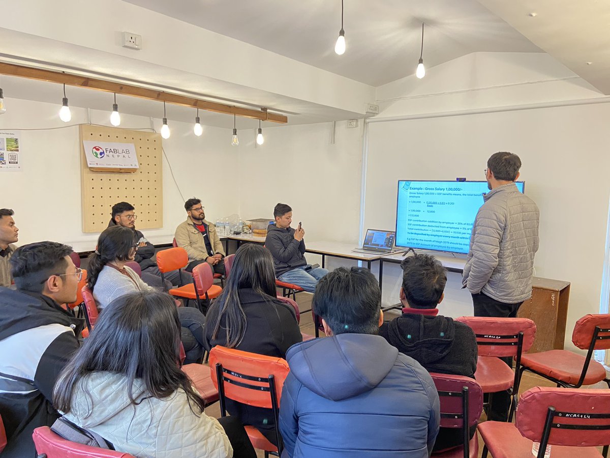 anjaniphuyal's tweet image. Presenting Gentalks! 🎤

With the initiation of Gentalks, Genesians are taking the lead to present on the subject of their experience &amp;amp; expertise. 

This month, our Asst. Finance Manager Madan Bhusal delivered an insightful &amp;amp; informative session on Tax &amp;amp; SSF. 

#colearning