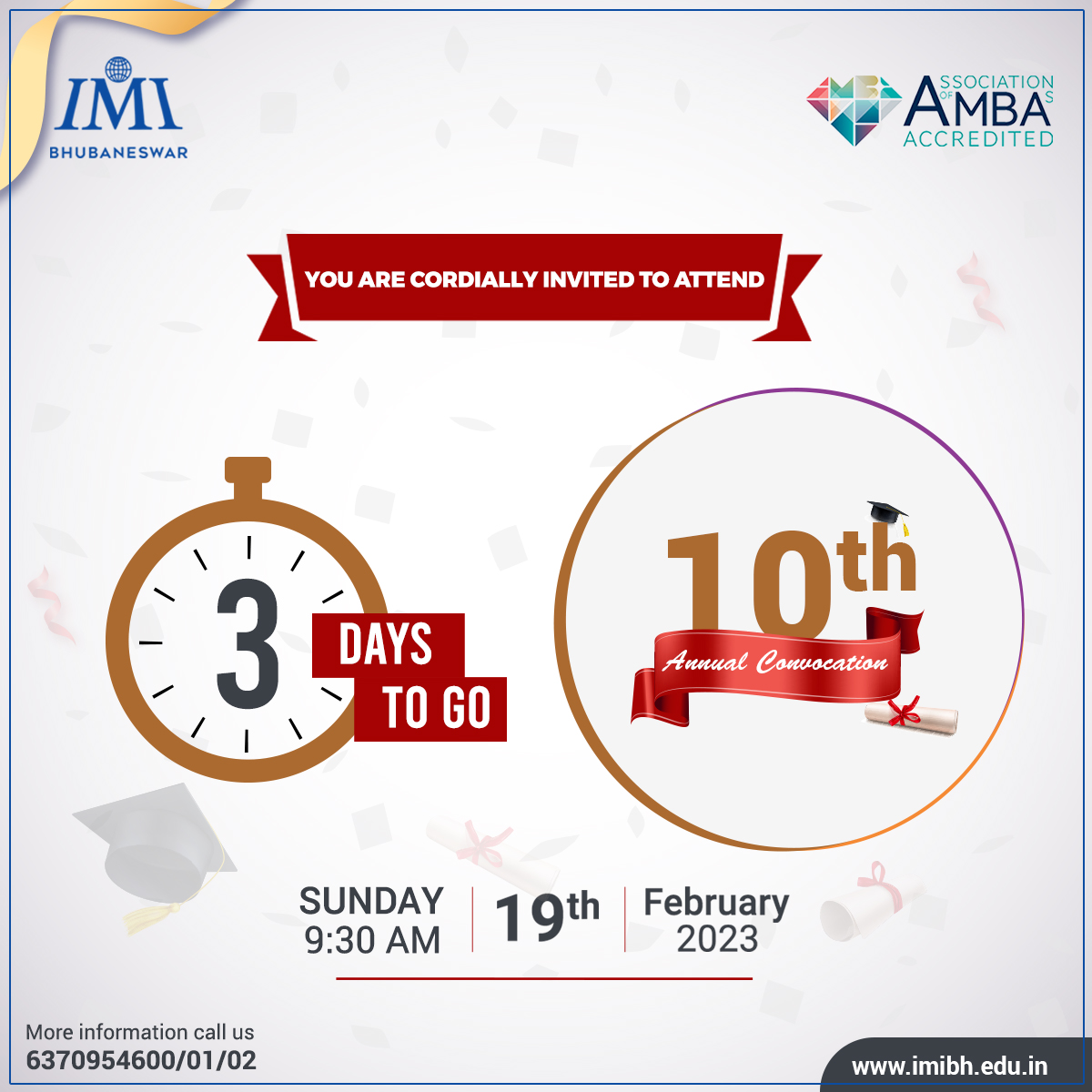 IMI_Bhubaneswar's tweet photo. #ReminderAlert
Only 3 Days to go for the 10th Annual Convocation Ceremony at #IMIBhubaneswar.

Graduation is an exciting time. It marks both an ending and a beginning. It’s warm memories of the past and big dreams for the future. https://t.co/UPweSrl9C8