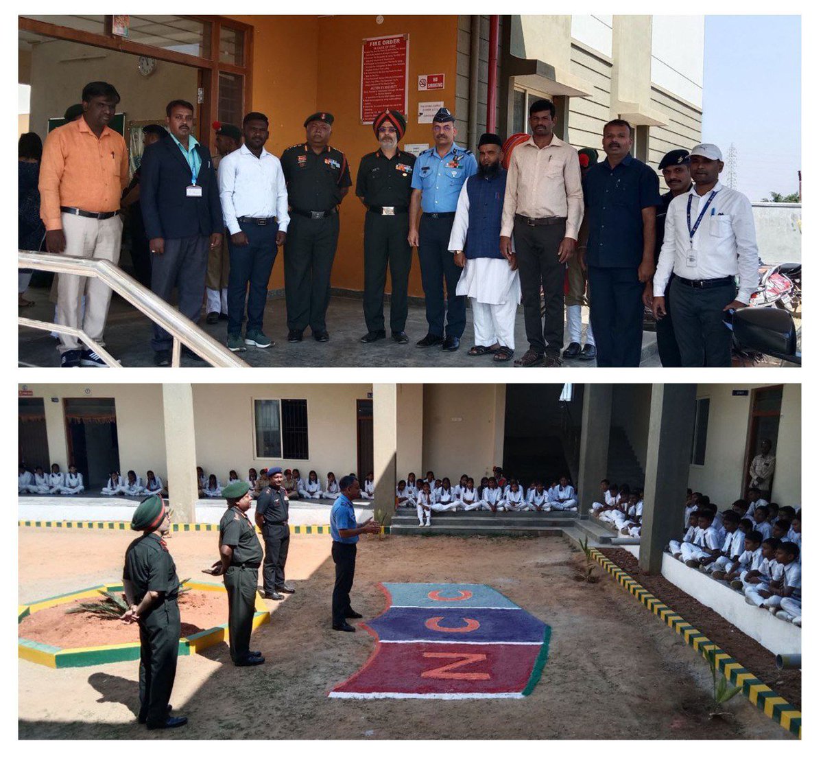 DOMGOK's tweet photo. Air Comdr. B.S Kanwar VSM DDG NCC, KAR &amp; GOA Directorate, and Grp. Comdr. Lt. Col. Freeman, CO &amp; AO of 10 KAR BN Kolar, paid a visit to Dr. APJ Abdul Kalam Residential School, (1/2) https://t.co/HDPxGyOU1J