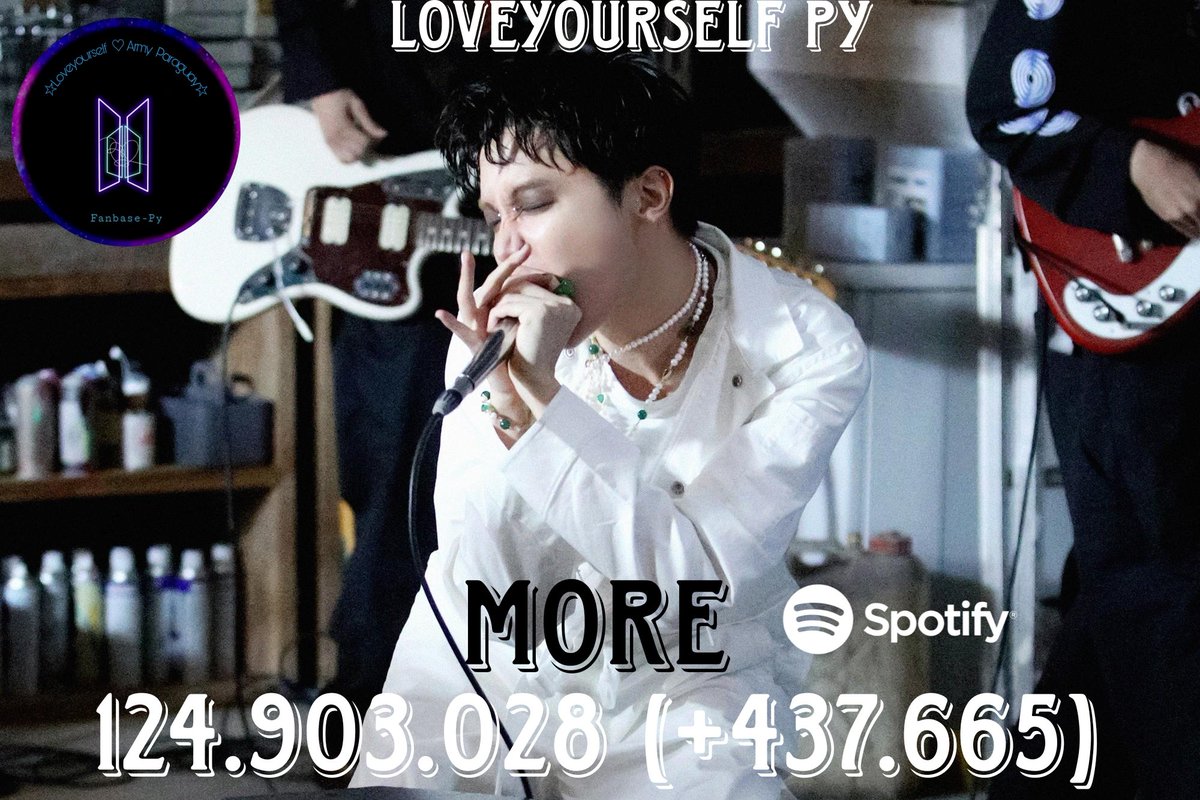 BTS_LYS_PY7's tweet photo. — “MORE” de #JHOPE de @BTS_twt ha superado 124.903.028 (+437.665) de streams en Spotify y está a solo 25.096.972 de alcanzar 150.000.000 MILLONES de reproducciones en la plataforma.

📌: https://t.co/wuHVs5CoBR

#JHOPE #BTSJHOPE #HOSEOK #JackInTheBoxTo400M https://t.co/3cneuHTUnn