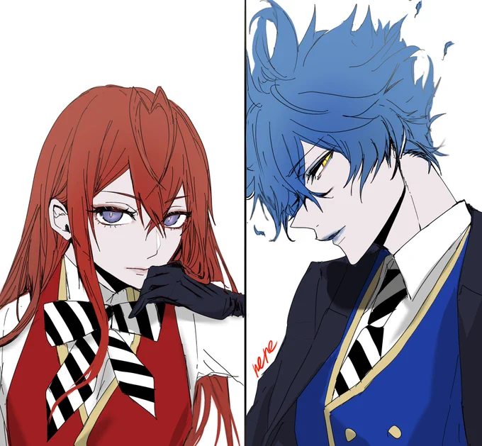 # リプ来たキャラが短髪なら長髪長髪なら短髪にして描くローズハート  シュラウド 
