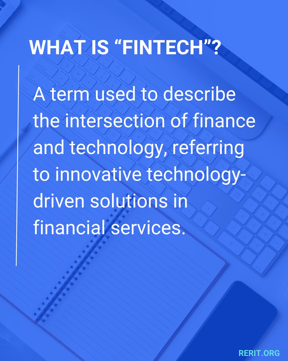 ReritDotOrg's tweet photo. Fintech is a term used to describe the intersection of finance and technology, referring to innovative technology-driven solutions in financial services. https://t.co/Dh7yg58YJy