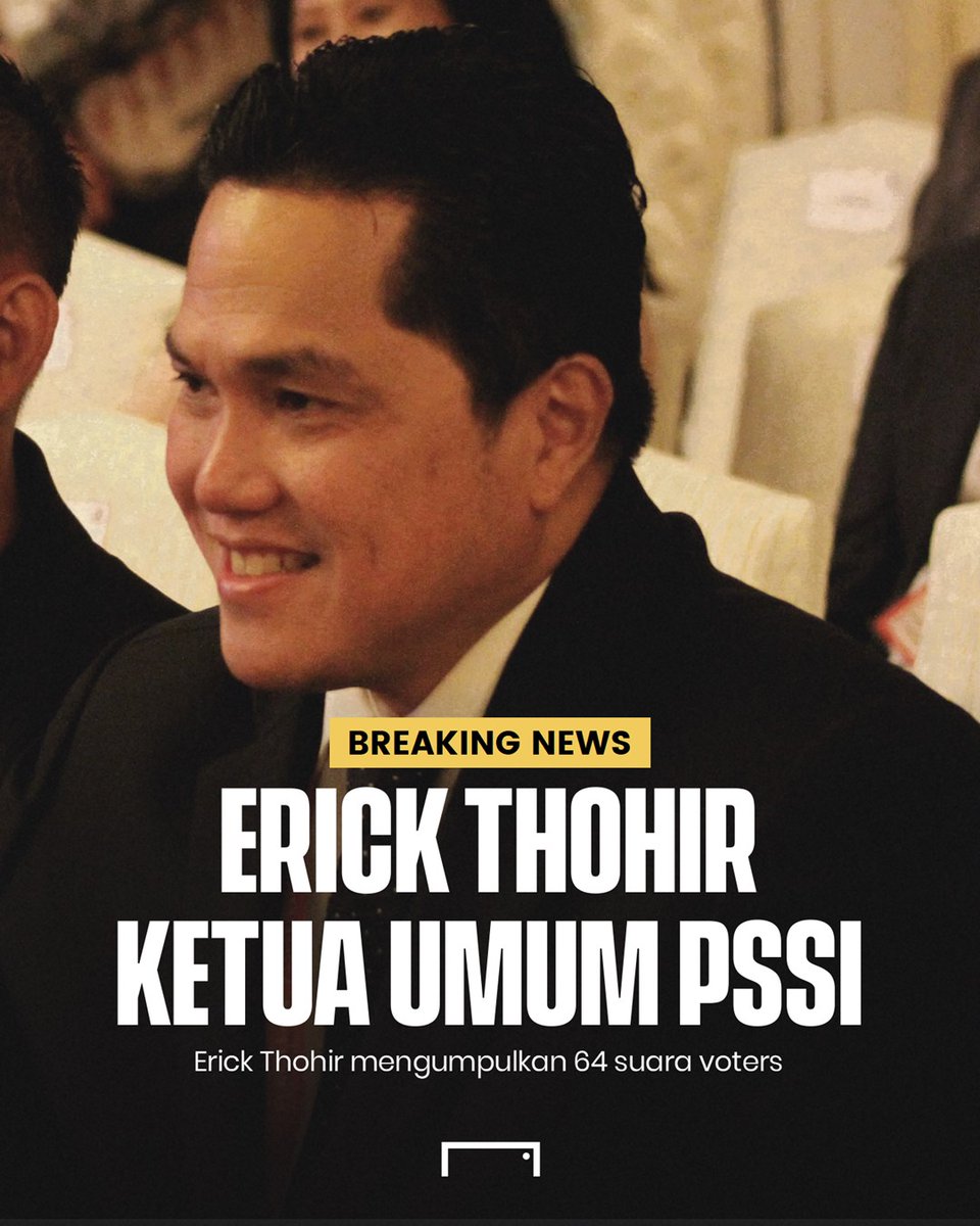 🗳️ Erick Thohir: 64 suara
🗳️ AA LaNyalla MM : 22 suara

Dengan ini, Erick Thohir sah menjadi Ketua Umum PSSI periode 2023-2027. ☑️

#PSSI #Liga1 #BreakingNews