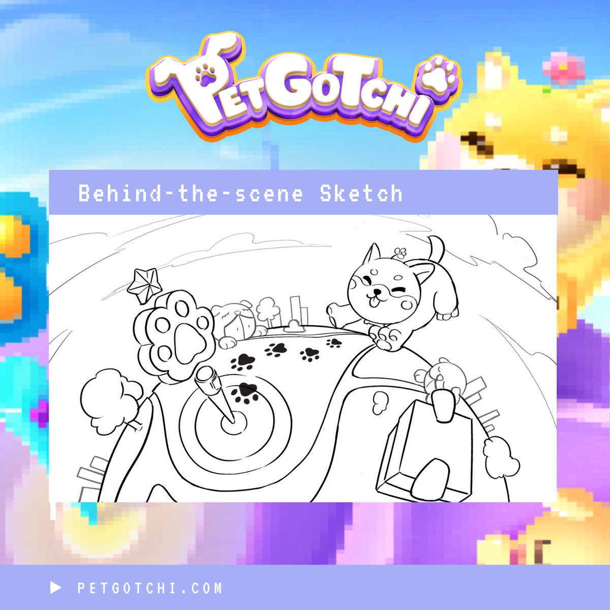petgotchi's tweet photo. Check out our sketch of the loading screen and get ready for a fun and relaxing gaming experience! 🥰 

Ready to adopt a cute virtual pet? 👉https://t.co/7mNkjFTDSo

#petgotchi #gaming #mobilegames #loading #sketch #relaxing #gameart #gameartist #behindthescenes #gamedev https://t.co/OvdwsrfXfk