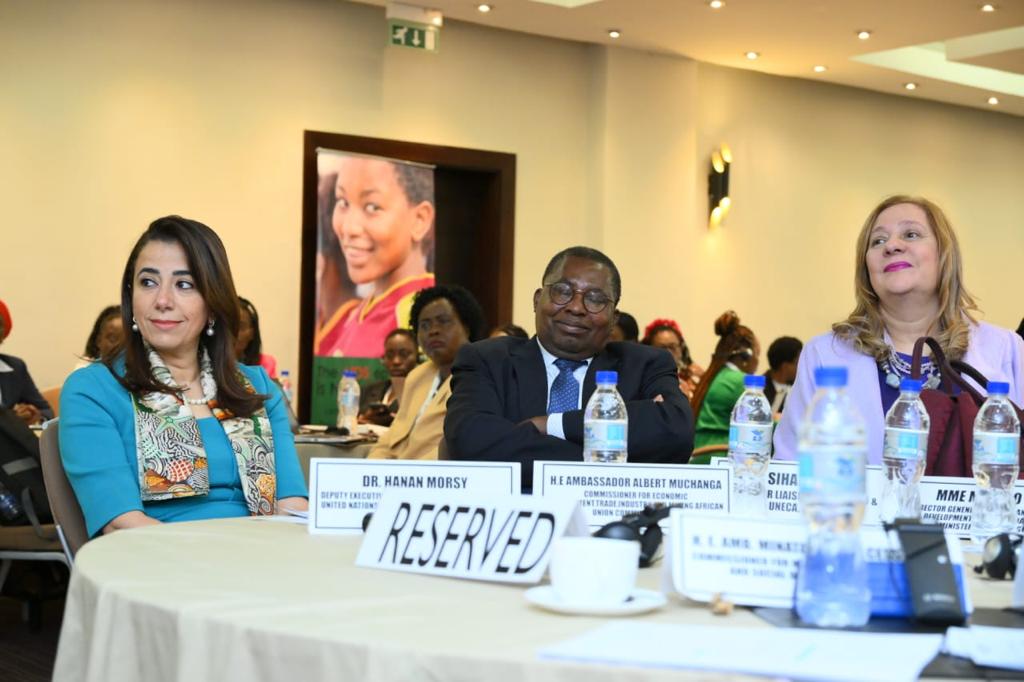 ECA_OFFICIAL's tweet photo. .@ECA_OFFICIAL’s @HananMorsy14 emphasized that AfCFTA should increase intra-African trade by 35% and strengthen regional value chains, creating opportunities for women in agriculture, manufacturing &amp; services. #intraafrican trade #AUSummit #regionalvaluechains #womenempowerment https://t.co/eRqHAR5Pi4