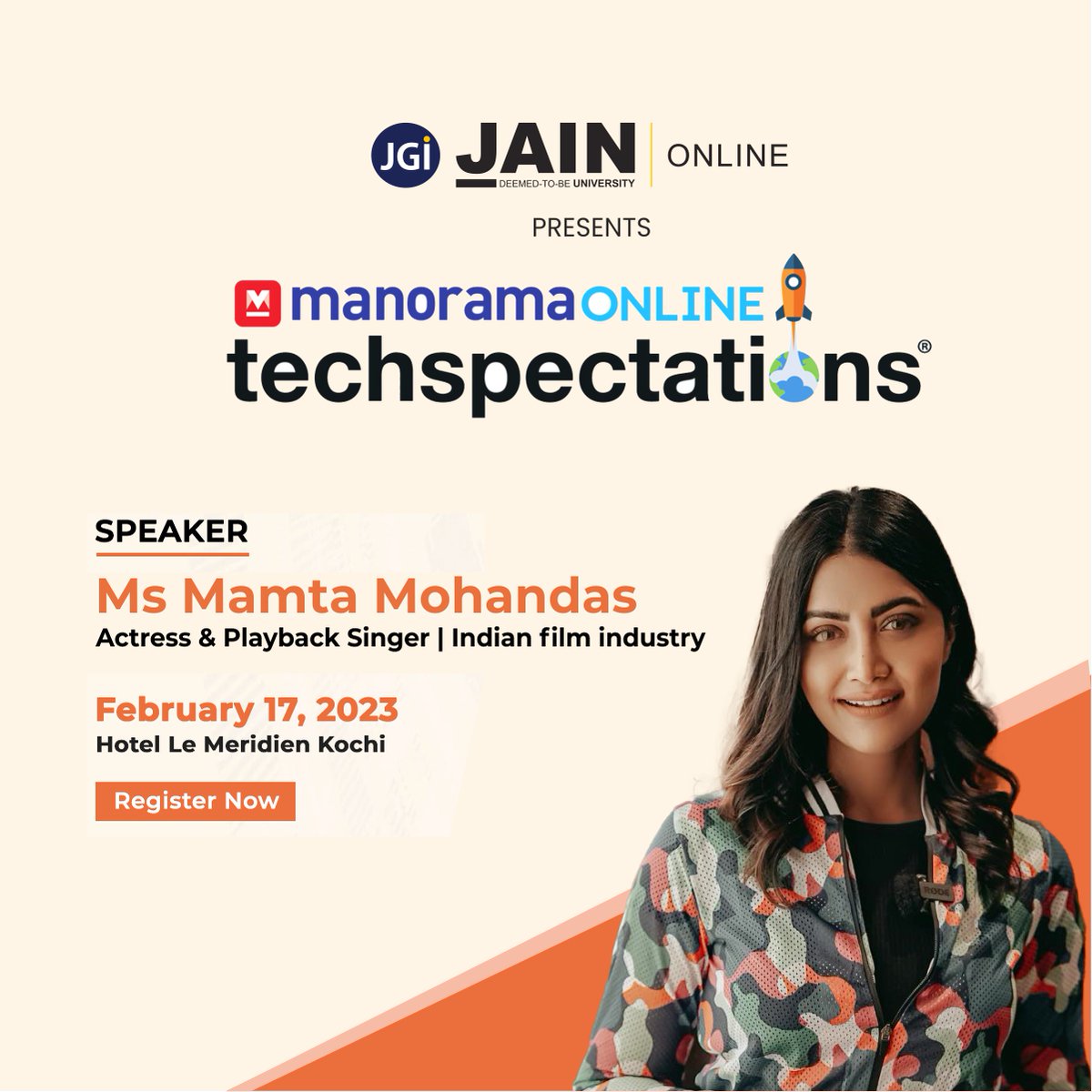 jain_kochi's tweet image. As the 5th edition of Techspectations gets underway, we are reminded of technology&apos;s remarkable impact on our daily lives.
We are honoured to have Mamta Mohandas, the celebrated Indian film actress and playback singer, as part of this year&apos;s lineup. 
#Techspectations2023