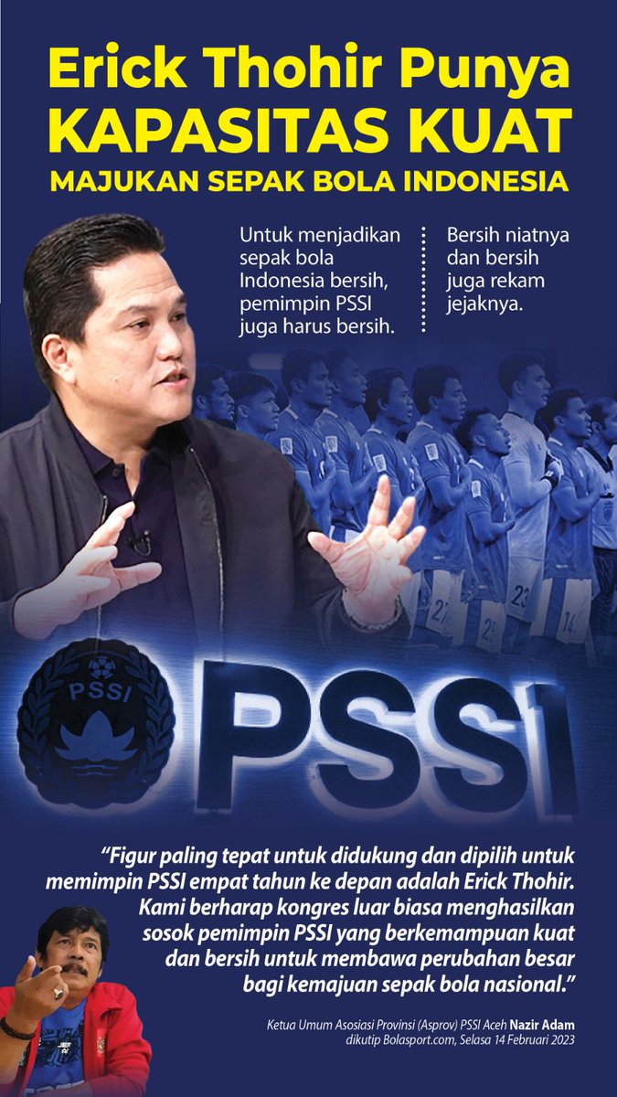 RafiGangga's tweet photo. Puji Tuhan, kabar gembira ini.
Beliau memang yang layak jadi pemimpin PSSI. Selamat pak @erickthohir🙏

#ButuhNyaliBukanNyala https://t.co/qa8FAMyDxh