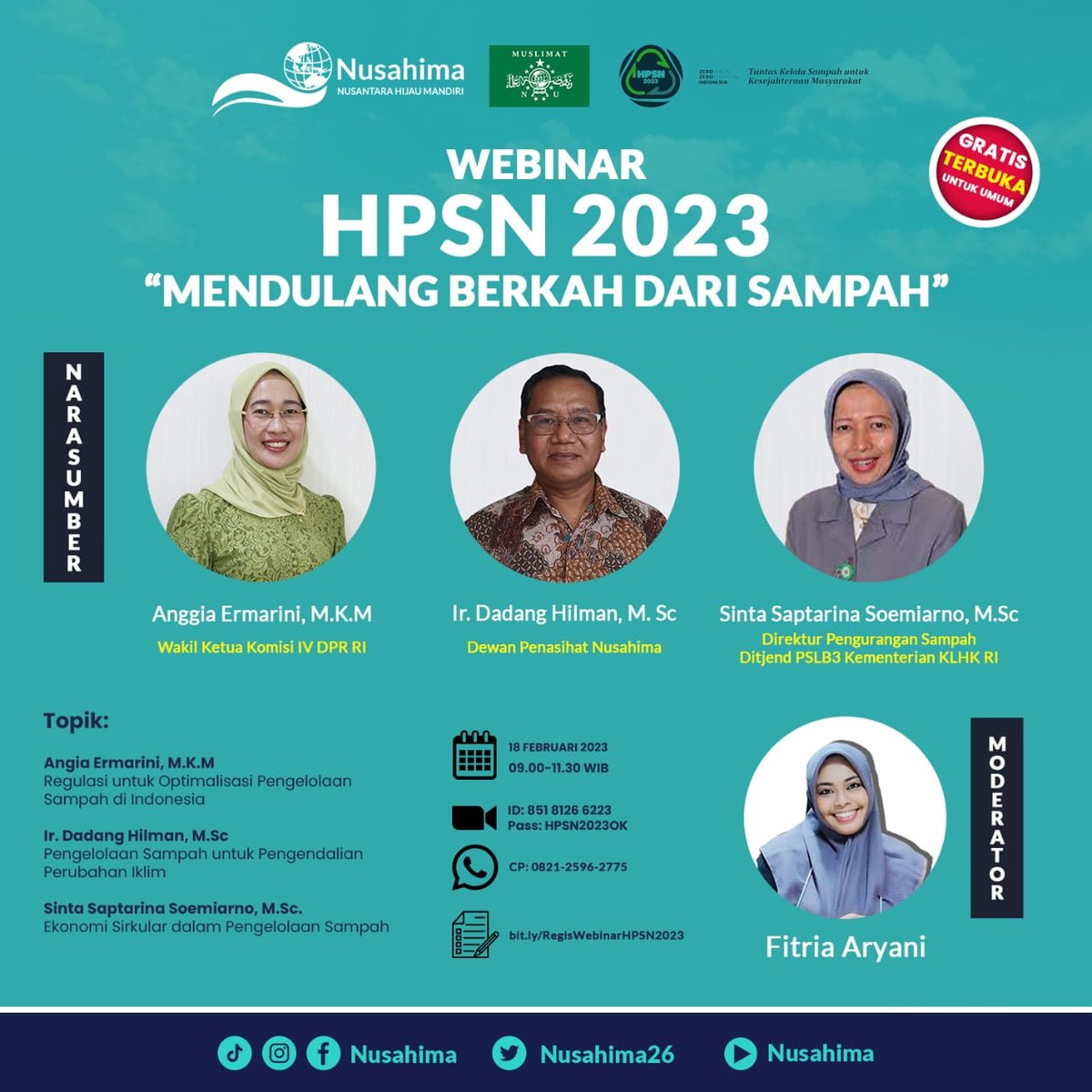 HPSN 2023
'Mendulang berkah dari sampah'
Melakukan daur ulang sampah  berarti kamu sudah berkontribusi terhadap kelestarian lingkungan dan Mendaur ulang sampah juga berarti kamu menghemat sumber daya alam.
#pedulilingkungan #pedulisampah #daurulangplastik #dampaklingkunganhidup