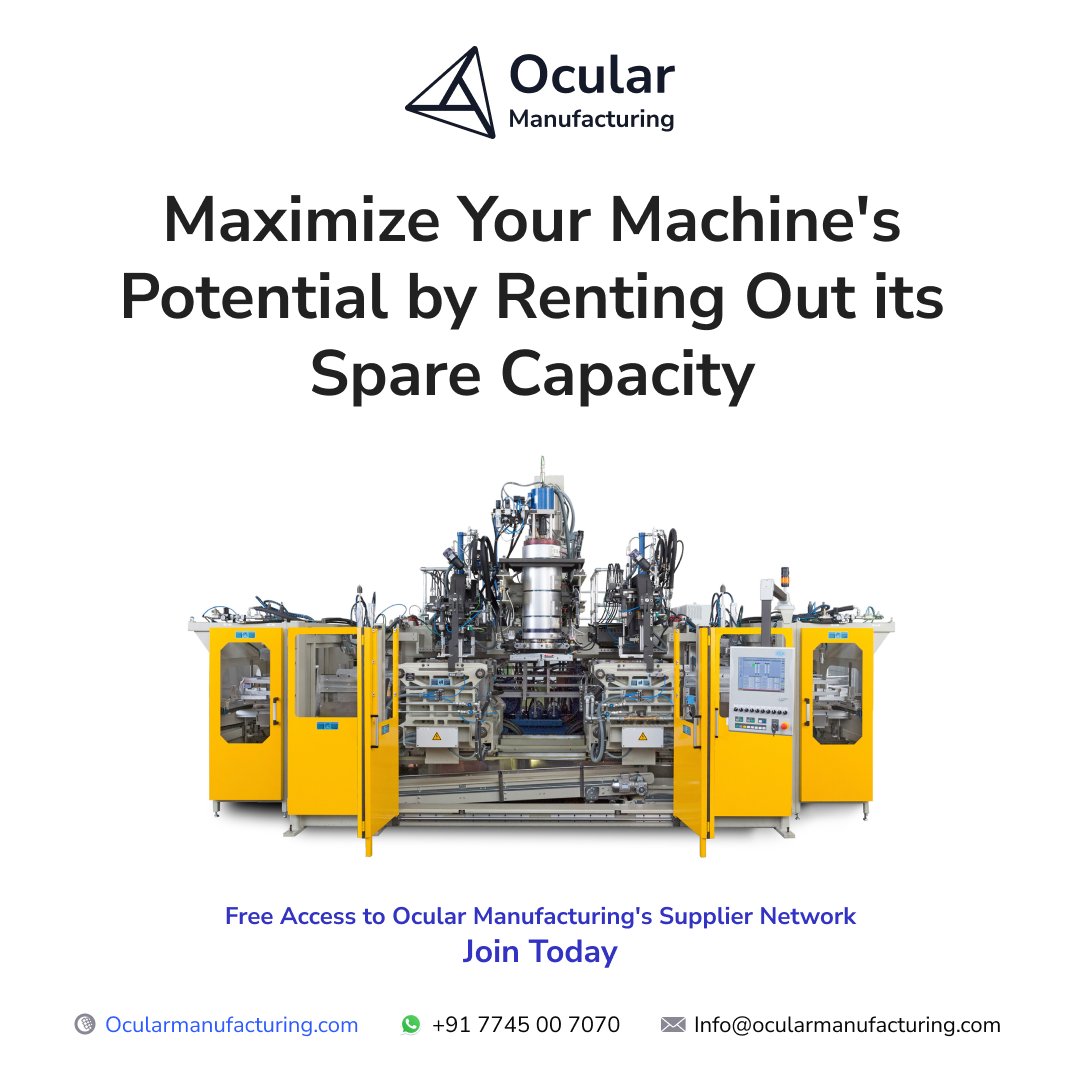 Maximize your machine's earnings with 'Book My Machine' from Ocular Manufacturing. Free signup to our Supplier Network and book spare capacities today! #BookMyMachine #EarnMore #OcularManufacturing #FreeSignup