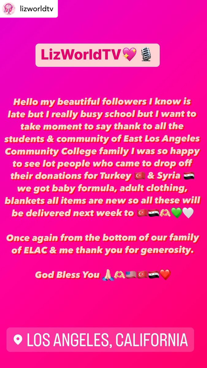 lizworldtv's tweet photo. Thank You so much for your donations! 🤍 🇺🇸🇹🇷🇸🇾

Muchas Gracias por sus donaciones! 🤍🇹🇷🇸🇾🇲🇽

Bağışlarınız için çok Teşekkür Ederim! 🤍🇹🇷🇸🇾

As part of the ELAC family every donations was really appreciate it. 🫶🏻💕😍 https://t.co/raONRX6jh2